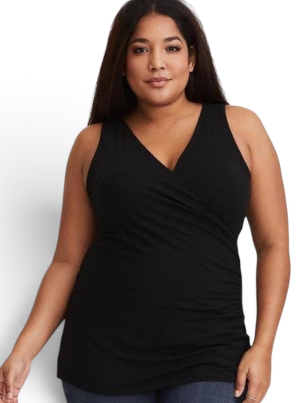 Torrid Black Surplice Sleeveless Ruched Tank 1X